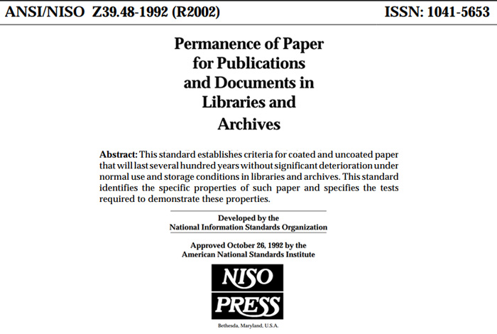 ANSI/NISO-Z39.48-1992